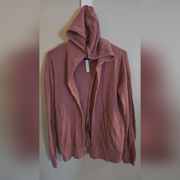 Lululemon Still Movement Wrap Knit Sweater Split Back Hood EUC - Picture 3 of 8